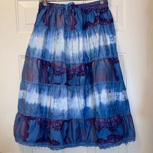 Blue and Purple Women's Skirt Free Size